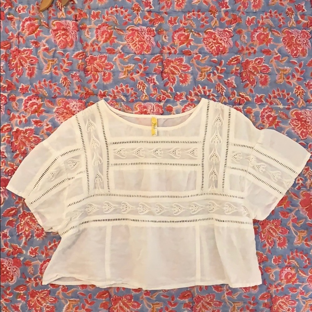 BEAUTIFUL Free People White Eyelet Crop Top SMALL